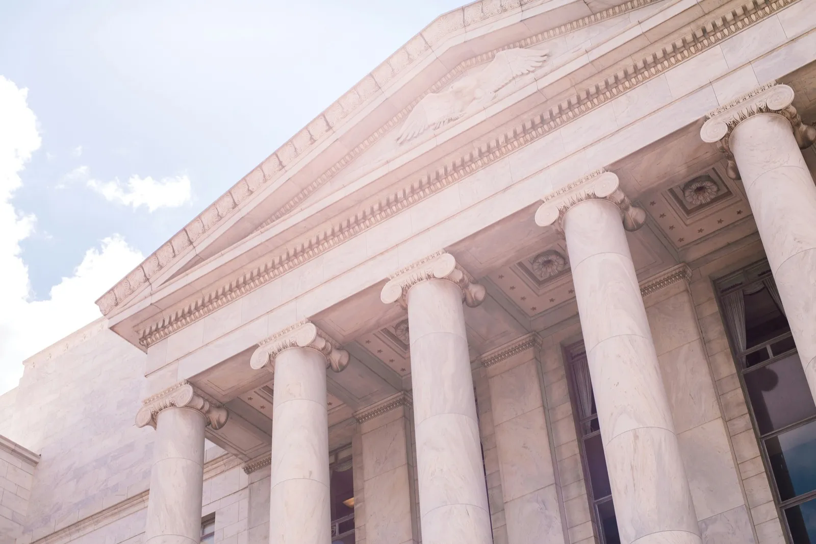 Classical government building facade with stone columns